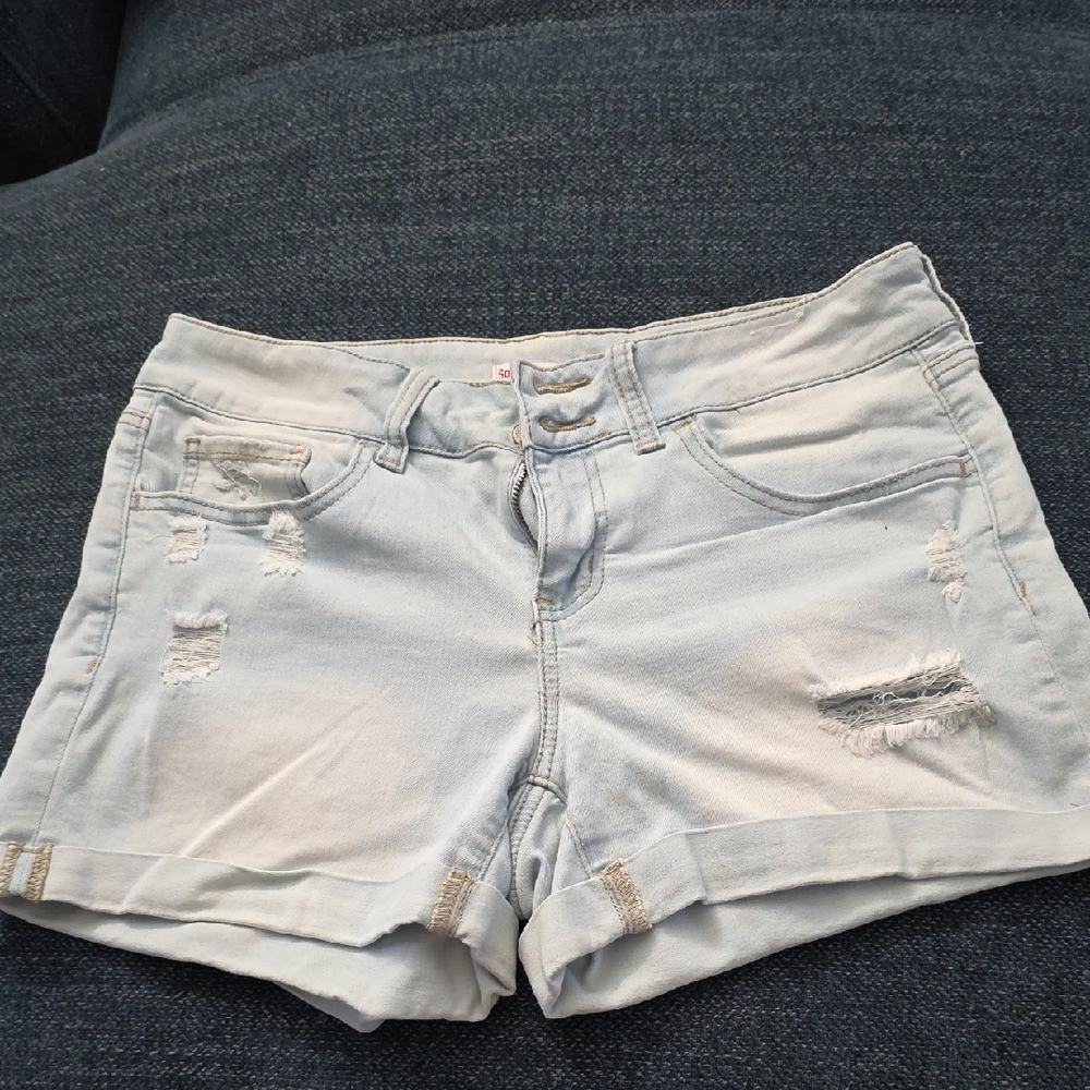 SO Light Wash Distressed Jean Shorts